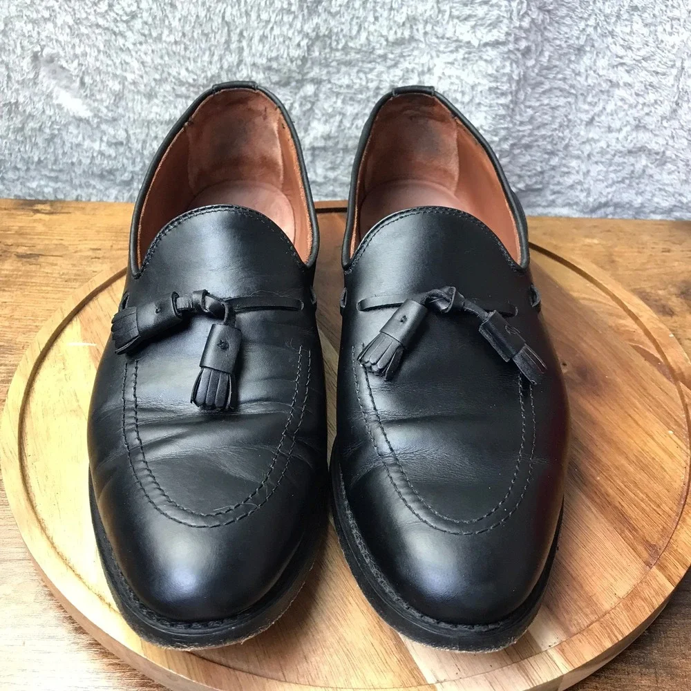 Allen Edmonds Grayson Tassel Loafers Mens 10.5D Black Leather Slip On Dress Shoe